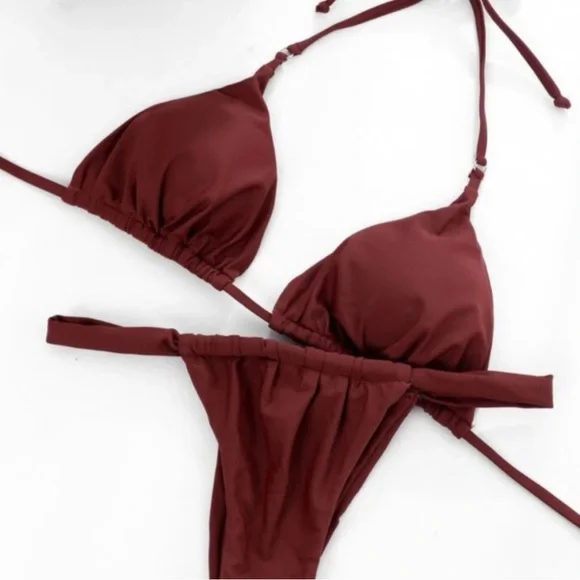 Shein Brown String Bikini Set - Picture 3 of 5